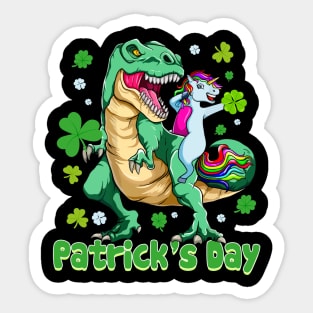 Unicorn Ridding Dinosaur Patrick's Day Sticker